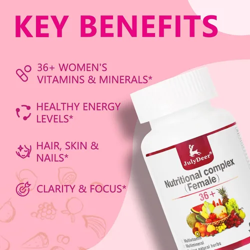 Vista 2 de JulyDeer Multivitamínico para mujeres 60 tabletas completas multiminerales 2 botellas.