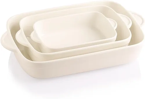 Vista 6 de Sweejar Plato de Cerámica para Hornear, Bandeja Rectangular Pequeña para Hornear con Asas Dobles, 20 Oz para Cocinar, Brownie, Cocina, 6.5 x 4.9 x