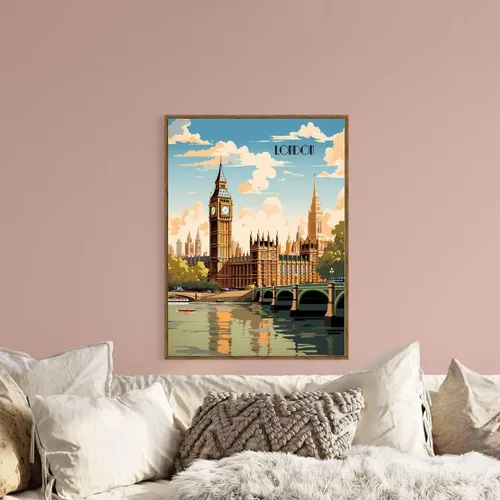 Vista 3 de Turnip Designs 8X10 sin marco Londres Reino Unido Retro City Paisaje Urbano Arte Impresión Póster Ilustración Decoración del Hogar RC002