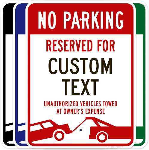 Vista 9 de Letrero personalizado de no estacionamiento, letreros de estacionamiento reservados personalizados para negocios, 10 x 14 pulgadas, metal