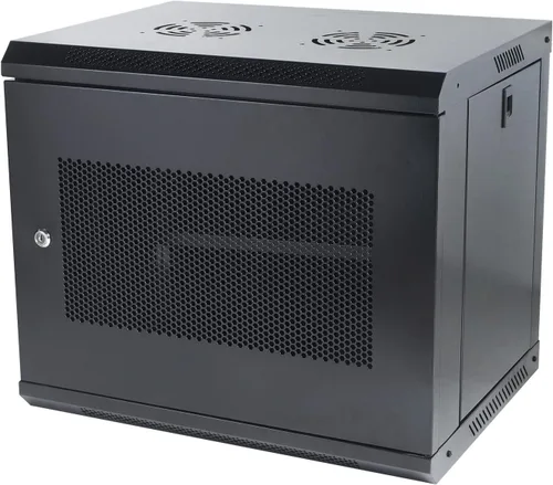 Vista 8 de Gabinete de Servidor de Montaje en Pared 6U Rack de Red IT Carcasa con Puerta de Vidrio con Cerradura Negro