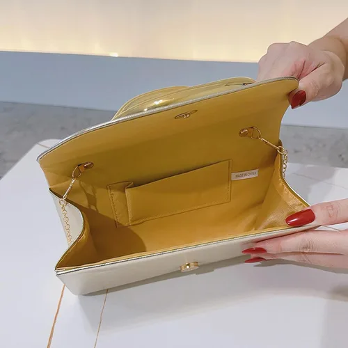 Vista 3 de MYHOZEE Bolso de mano para mujer, de cuero vegano, formal, elegante, para boda, bolso de mano de moda, con asa dorada