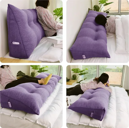 Vista 3 de VERCART Almohada de cuña triangular para cabecero de cama, almohada de cama de cama, reposo en cama, almohada de lectura, relleno de hueco, cojín