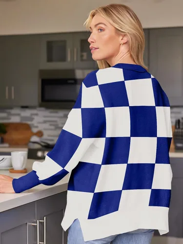 Vista 192 de Lillusory - Suéter extragrande con mangas de murciélago y cuello redondo para mujer, prenda moderna de otoño de tejido de punto sin botones