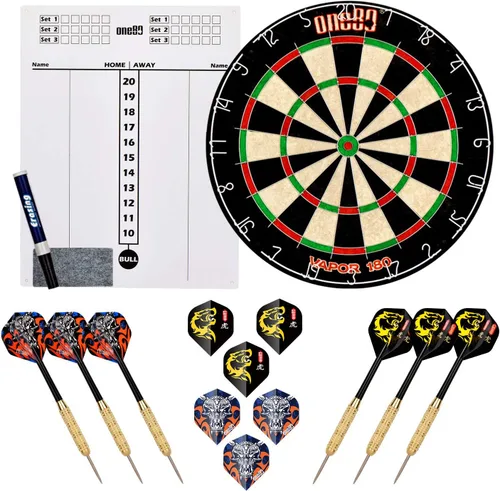 Vista 9 de ONE80 Vapor 180 Dardos de cerdas sin grapas Bullseye Steeltip Dardos Extra Vuelos