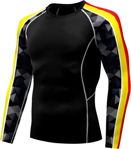Vista 2 de color cosplayer Camiseta de compresión de manga larga para hombre, protección solar UPF 50+
