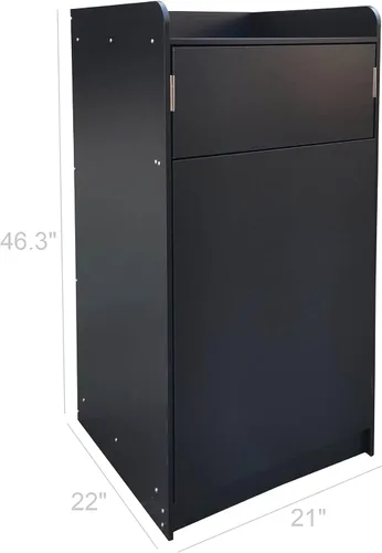 Vista 2 de FixtureDisplays® Black Restaurant - Recipiente de basura de comida rápida con puerta con bisagras, bandeja empotrada superior, capacidad