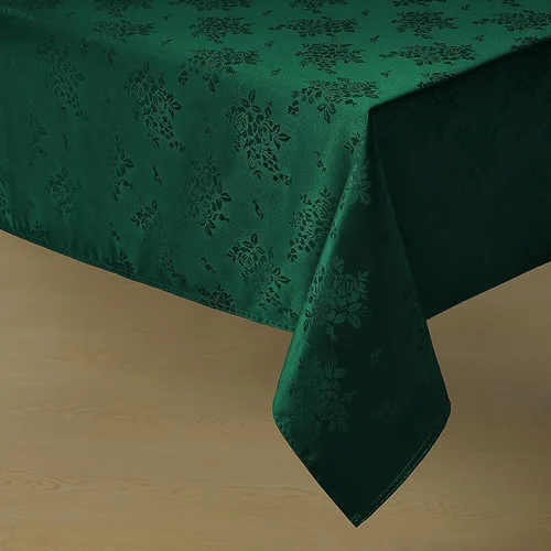 Vista 12 de Romanstile Mantel rectangular de jacquard, resistente al agua, elegante, con patrón floral de rosa damasco, mantel decorativo de poliéster lavable