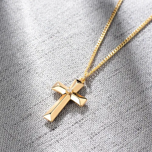 Vista 63 de Fettero - Collar con dije de cruz de fe, chapado en oro de 14 K, cadena fina, minimalista, simple, pequeña, para oración, regalo de joyería religiosa