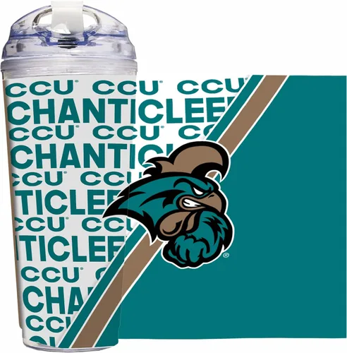 Vista 12 de Rico Industries Taza acrílica NCAA estándar de 24 onzas con tapa con bisagra, taza de doble pared oficialmente licenciada con pajita