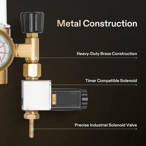Vista 4 de VIVOSUN Sistema Emisor Regulador de CO2 para Hidroponía con Válvula Solenoide y Caudalímetro para Sala de Cultivo, Tienda de Cultivo, Jardín