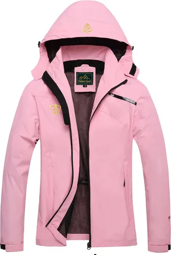 Vista 11 de GIISAM Chaqueta impermeable con capucha para mujer, chaqueta de lluvia ligera y plegable con cremallera completa, chaqueta cortavientos con capucha