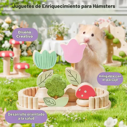 Vista 3 de mini&moe Juguetes masticables de hámster para dientes, juguetes de enriquecimiento masticables de conejillo de indias, juguetes naturales