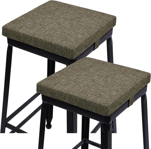 Vista 12 de baibu Juego de 2 cojines cuadrados de espuma viscoelástica de 12 pulgadas, diseño de doble capa con lazos, cojín cuadrado para silla para taburetes