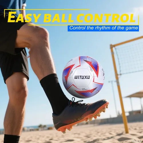 Vista 7 de Balón de fútbol tamaño 5 con bomba y aguja, fútbol profesional oficial para entrenamiento y juegos, desinflado para facilitar el inflado, regalo