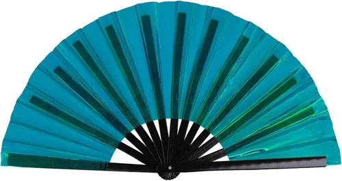 Vista 26 de Paquete de 2 abanicos de mano plegables grandes, abanicos de tela retro vintage de tela de nailon, ventilador de mano chino de Kung Fu Tai Chi
