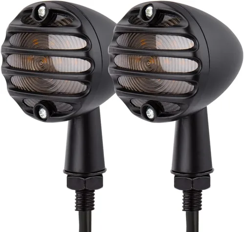 Vista 8 de Luz de señal de giro trasera tipo bala para motocicleta, 4 cables, indicador LED compatible con Chopper Bobber Harley Softail Iron Cruiser Honda