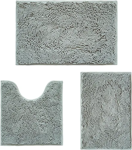 Vista 58 de Juego de alfombras de baño de 2 piezas, súper absorbente suave, gruesa, lavable en lavadora, alfombra de baño de chenilla antideslizante, alfombra