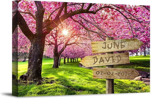 Vista 18 de Bosque Otoñal Foto o Impresiones en Lienzo Personalizadas Únicas con Nombres de la Pareja y Fecha Especial en Letrero, Regalo Perfecto
