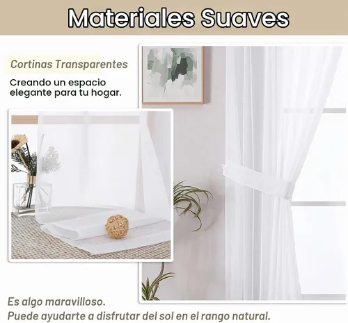 Vista 3 de OWENIE - Cortinas semitraslúcidas con plisado de pellizco blanco de 96 pulgadas de largo para dormitorio y sala de estar, cortinas modernas de aire