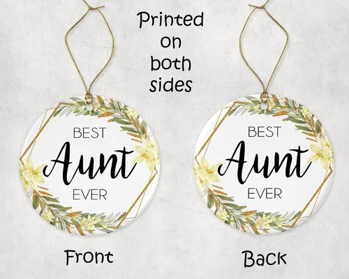 Vista 3 de Adorno de Navidad para tía, para regalos Best Ever en ambos lados, ornamento WWRJYHJP9S-Ambos lados, blanco, impreso en ambos lados