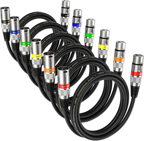 Vista 9 de EBXYA Paquete de 10 cables XLR de 3 pies - Cables de micrófono equilibrados DMX macho a hembra Cables de conexión premium, 3 pines