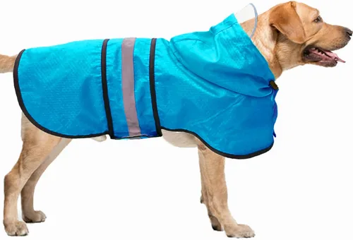Vista 13 de Impermeable para Perros Resistente al Agua Reflectante - Poncho Ligero Transpirable con Capucha Abrigo Chaqueta de Lluvia con Correa Ajustable
