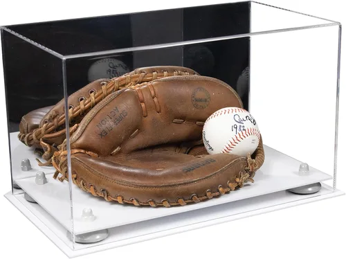 Vista 95 de Better Display Cases Vitrina de guantes de béisbol de acrílico transparente con elevadores negros (A011/V16)