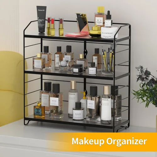 Vista 8 de BOIVSHI Organizador de encimera de baño, organizador de encimera de baño de 3 niveles, 8 niveles de altura ajustable, organizador de baño
