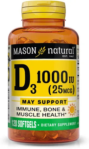 Vista 10 de MASON NATURAL Vitamina D3 2,000 UI Ultra Fuerza, Apoya la Densidad Ósea, Fuerza y Salud Inmune, 300 Cápsulas Blandas