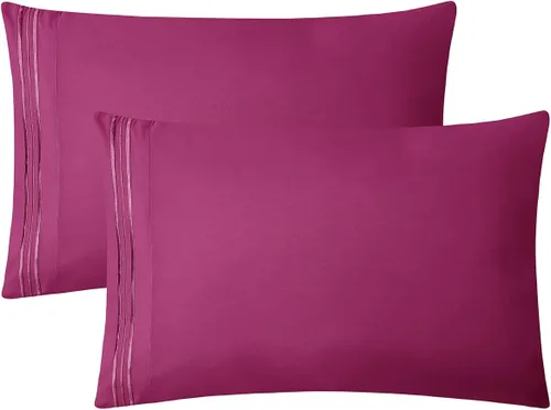 Vista 46 de Clara Clark Fundas de almohada de tamaño estándar – Funda de almohada ultra suave, fundas de almohada de microfibra ligera tamaño Queen – Juego de 2