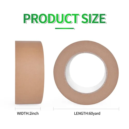 Vista 8 de TAPEBEAR Cinta de papel kraft ecológica, cinta de papel kraft biodegradable, cinta de embalaje writable reciclable, superficie sin revestimiento