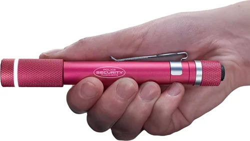 Vista 5 de Linterna de pluma Police Security Aura - 270 lúmenes - Distancia de haz de 90 metros - Linterna de pluma ultrabrillante, resistente al agua Rosa