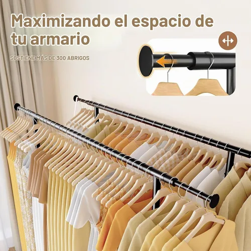 Vista 2 de HOKEEPER Perchero de carga de 650 libras plegable estante de ropa doble Rod