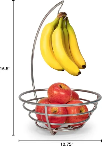 Vista 5 de Spectrum Euro - Frutero pequeño y árbol para colgar plátanos para alimentos frescos, verduras, pan y aperitivos, cesta de frutas moderna