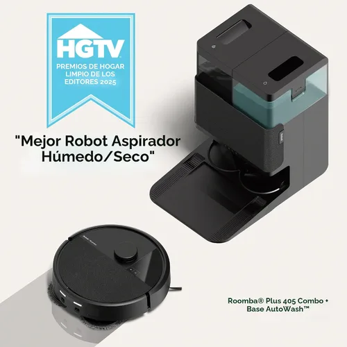Vista 3 de iRobot Roomba Plus 405 (G185) Robot aspiradora y trapeadora combinada con base AutoWash - Almohadillas de trapeador giratorias, se vacía