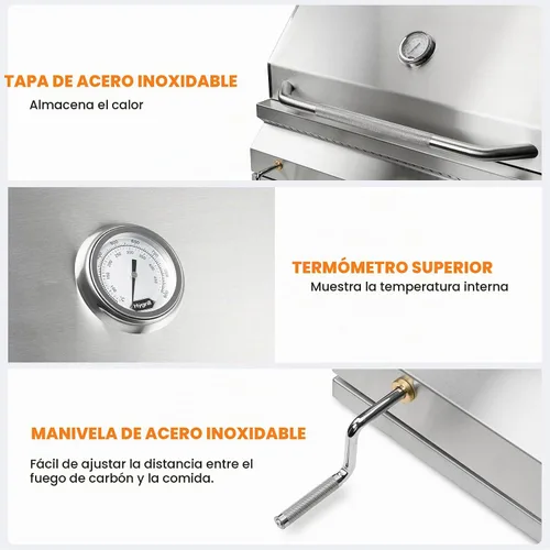 Vista 6 de Hygrill - Parrilla de carbón integrada de acero inoxidable de 32 pulgadas