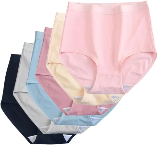 Vista 9 de Bragas de algodón de cintura alta para mujer, ropa interior de cadera con levantamiento de abdomen, paquete de 6