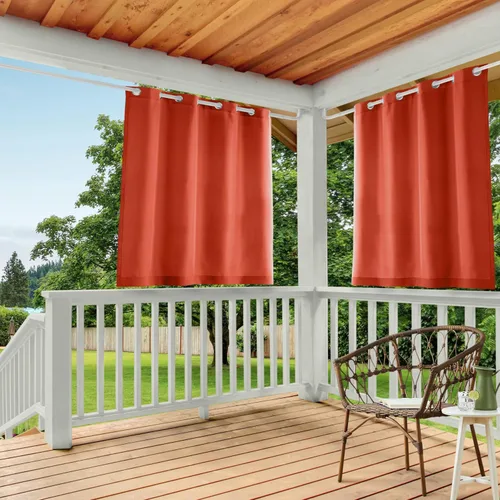 Vista 35 de Town & Country Basics Cabana - Cortinas pesadas para interiores y exteriores, opacidad de filtrado de luz con ojales en la parte superior, repelente
