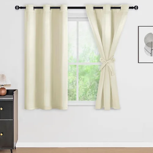 Vista 137 de DWCN - Cortinas 100% opacas para dormitorio con forro negro, cortinas de ventana de doble capa con aislamiento térmico que oscurecen toda la Azul