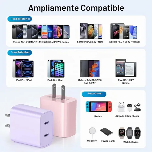 Vista 5 de Bloque de cargador USB C para iPhone 17 16 15 Bloque de carga rápida