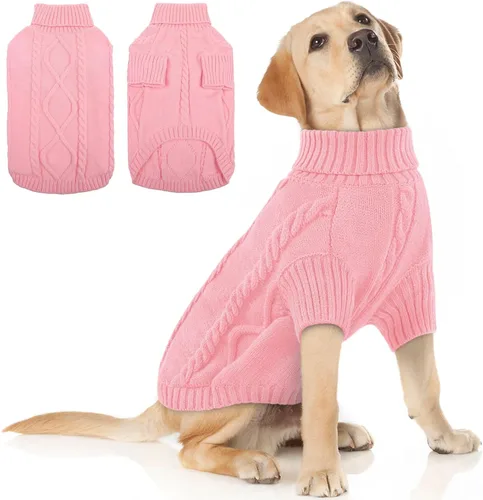 Vista 17 de Queenmore - Suéter de punto trenzado con cuello alto para perros pequeños, para climas fríos, para chihuahua, bulldog, teckel, carlino y yorkie, XS