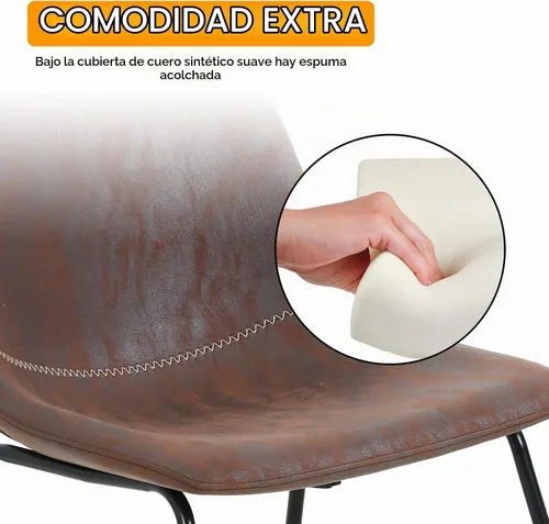 Vista 6 de PayLessHere Juego de 2 sillas de comedor, sillas de cocina, sillas de sala de estar, taburetes de mostrador con respaldo, isla de cuero (18 pulgadas)