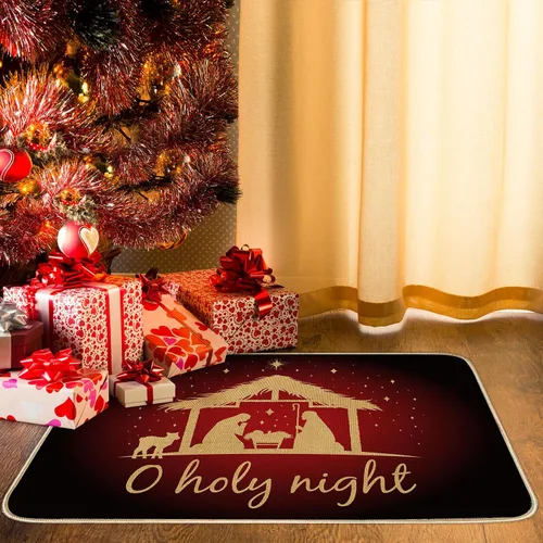 Vista 7 de Felpudo de Navidad para puerta delantera, para Navidad, invierno, vacaciones, decorativo, antideslizante, rectangular, tapete para Navidad
