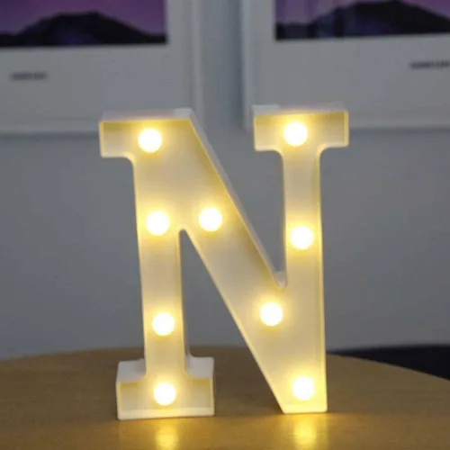 Vista 16 de anso Letras LED del alfabeto con números iluminados, letras de plástico blanco, decoración de pie de la A a la Z 0 ~ 9 (rosa corazón)