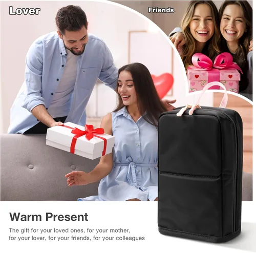 Vista 8 de Abiudeng Bolsa de maquillaje de viaje de pie Bolsa de maquillaje Bolsa de aseo de viaje, Negro