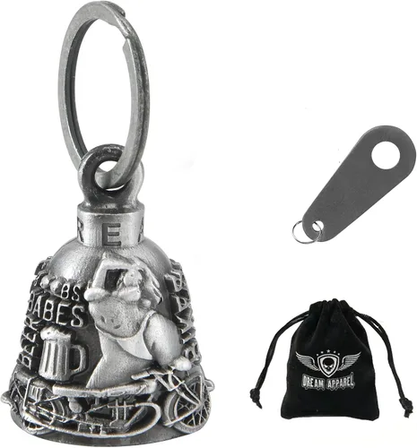 Vista 35 de Dream Apparel Campanas de motocicleta para motociclistas, accesorios de campanas pesadas y llavero para la suerte