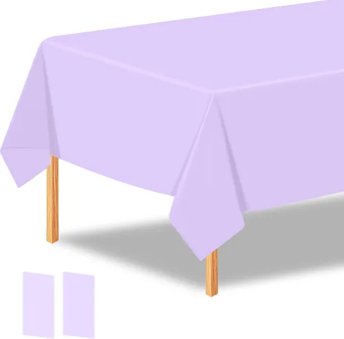 Vista 10 de 2 manteles de plástico color beige, 54 x 108 pulgadas, rectangular, desechables, para cumpleaños, bodas, pícnic, fiestas de vacaciones