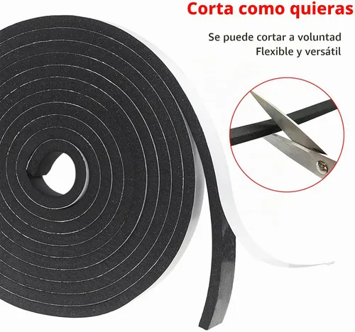 Vista 4 de Cinta aislante de espuma autoadhesiva, burletes de 1 x 1/8 pulgadas x 5 metros para puertas y ventanas, sello de puerta a prueba de sonido