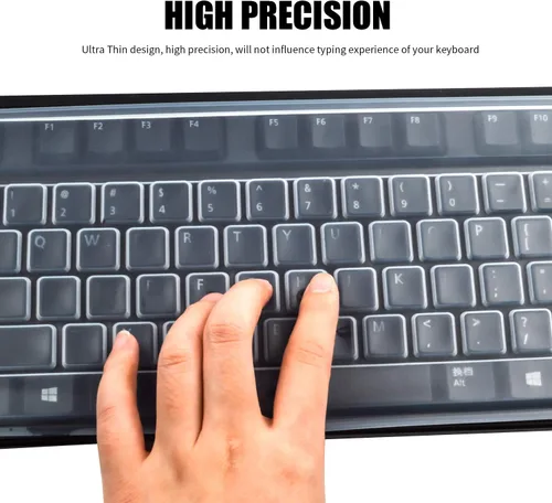 Vista 2 de BronaGrand Paquete de 2 protectores transparentes para teclado de computadora de escritorio para PC 104/107 teclas teclado estándar